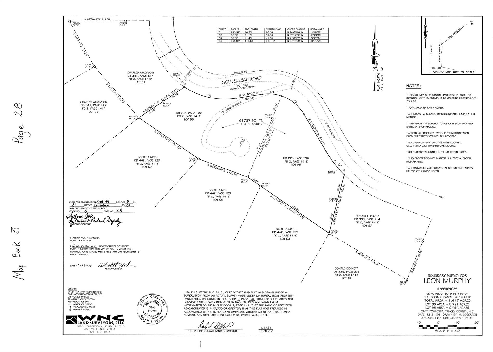 Current Survey with building site graded. - 93 Goldenleaf Road, Mars Hill