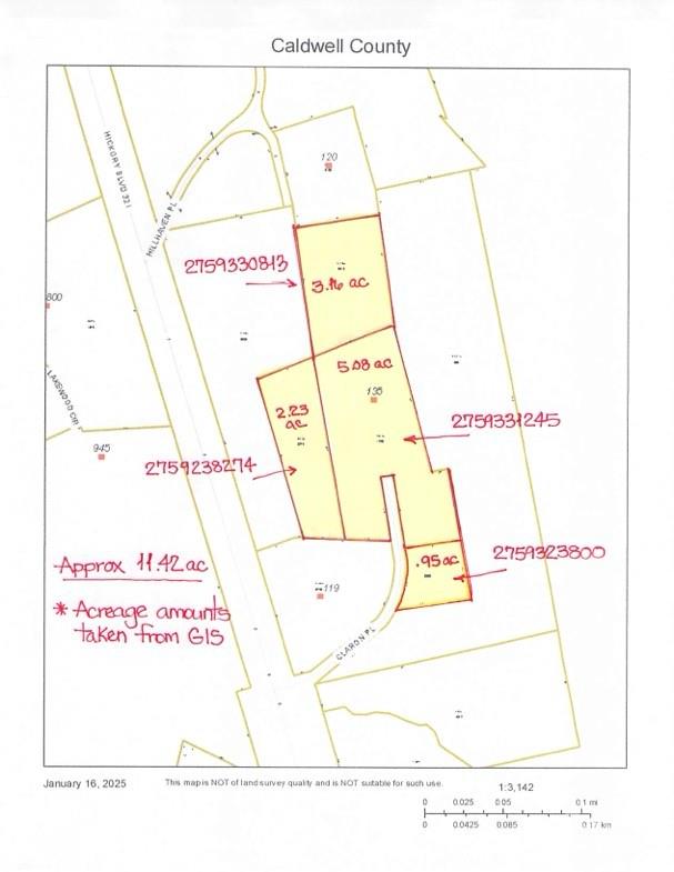Land to Accompany House - Acreage taken from GIS - 135 Claron Place SE, Lenoir