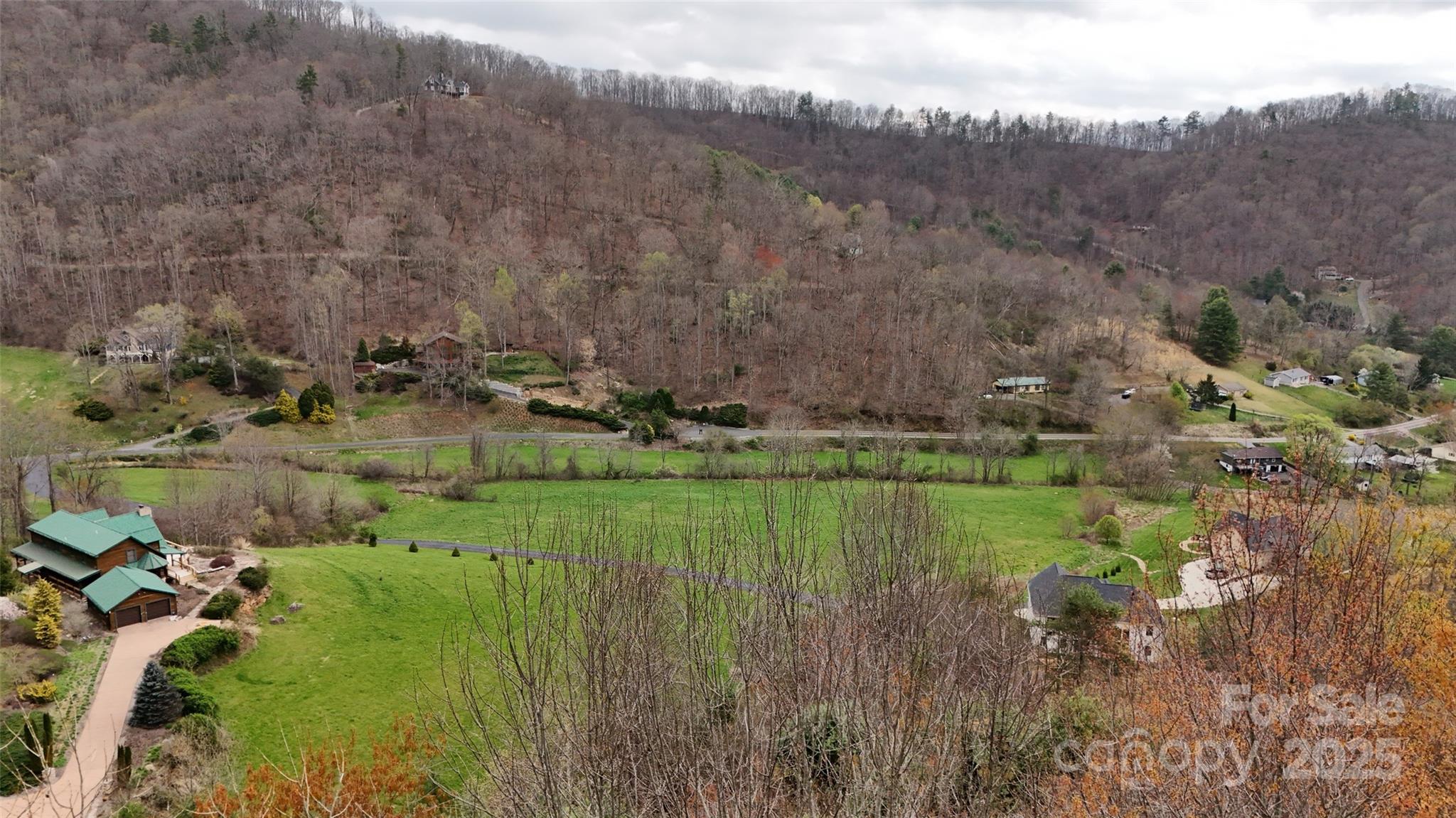 Drone view above the center of the lot - 380 Serenity Mountain Lane, Mars Hill
