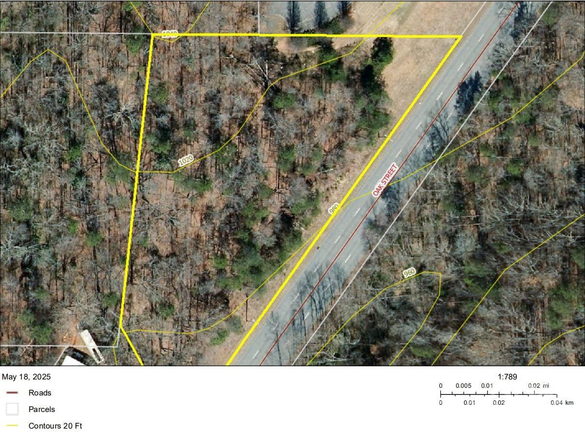 GIS 20 ft. contours - 0 S Oak Street, Spindale