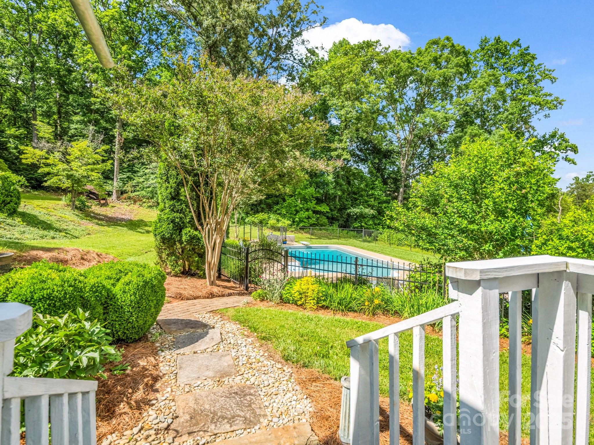 Path to pool from deck - 1111 Bills Creek Road, Lake Lure