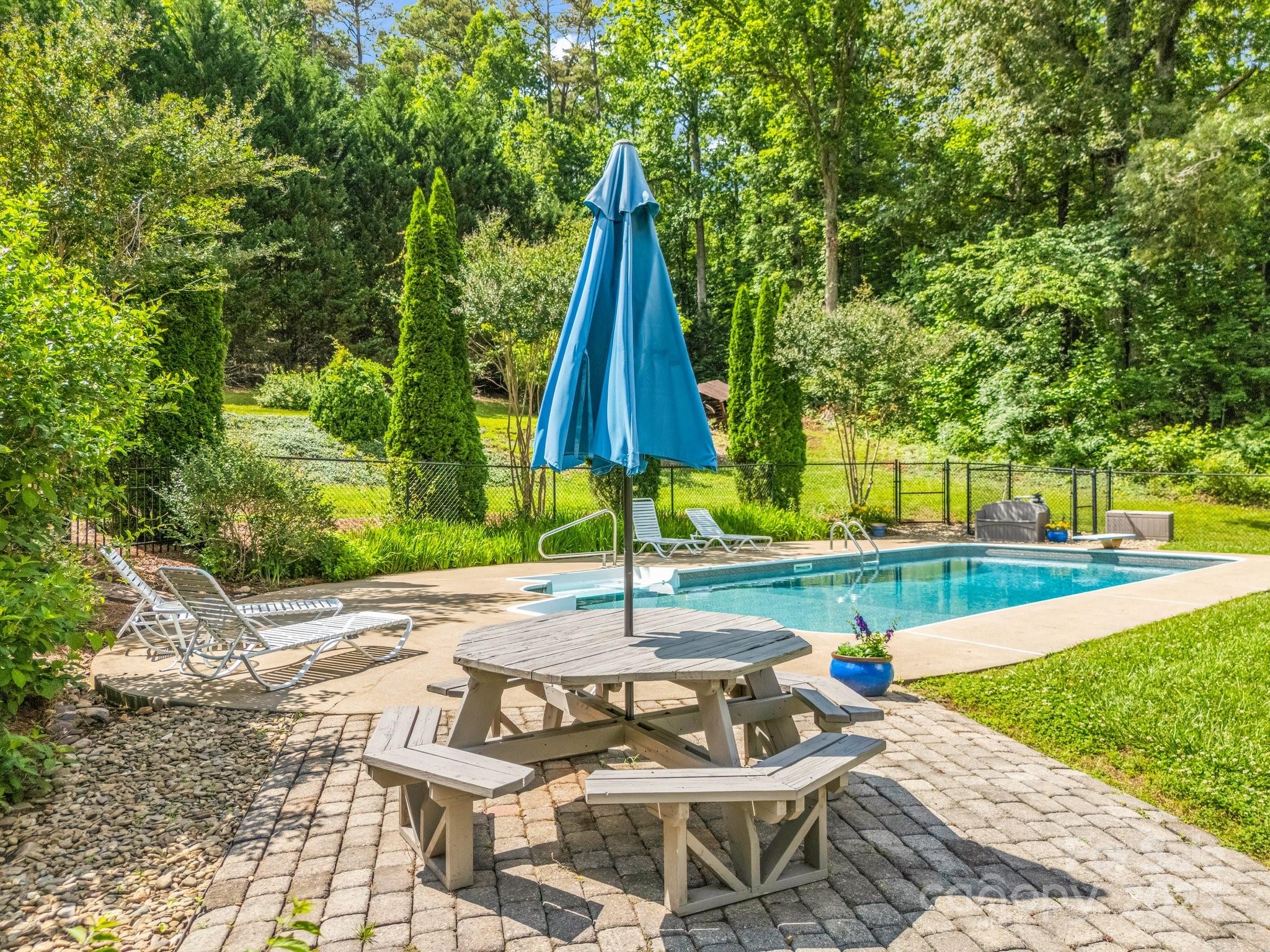 Pool with surrounding grounds - 1111 Bills Creek Road, Lake Lure