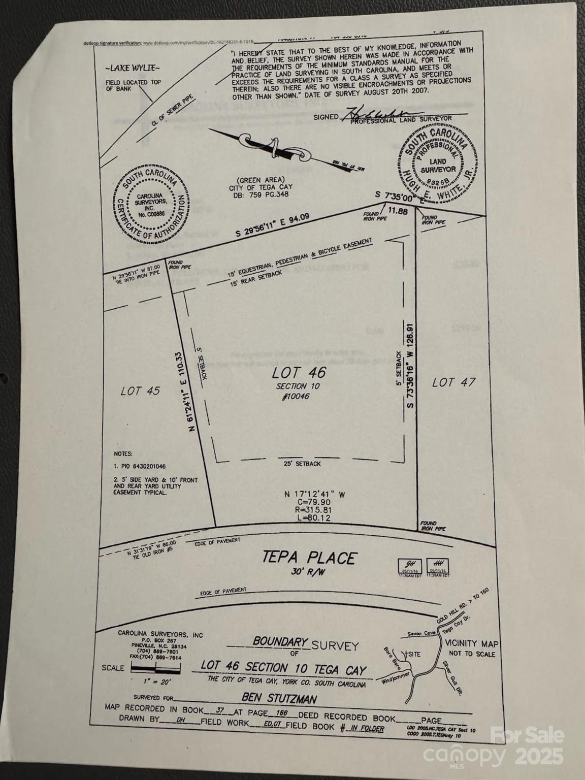 Old Survey - 10046 Tepa Place, Tega Cay