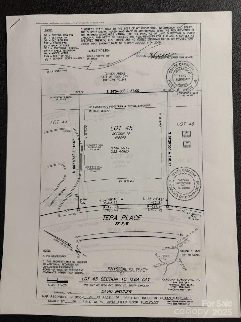 Old Survey - 10045 Tepa Place, Tega Cay