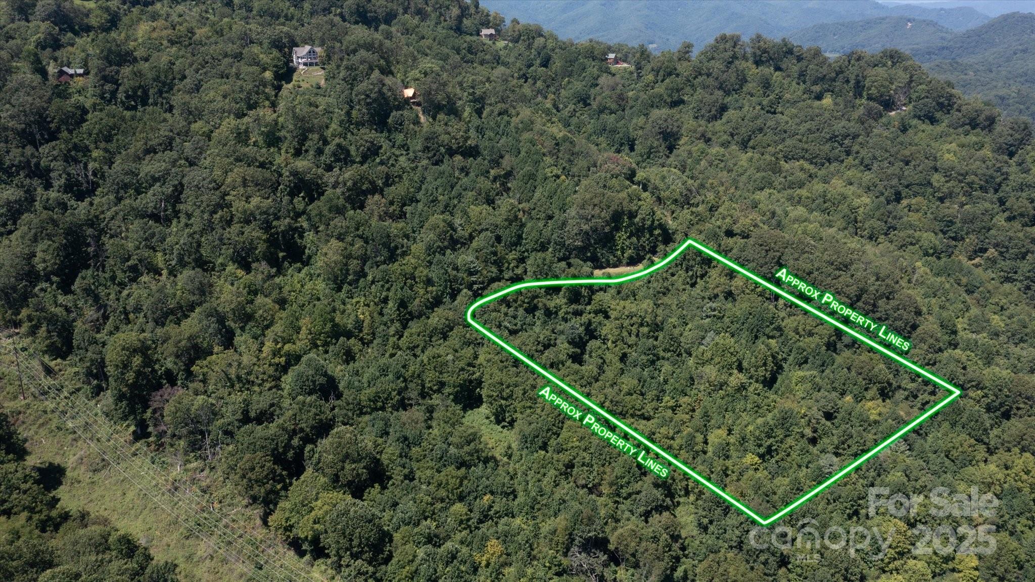Lot lines approximation, photo from drone - 107 Escalante Road, Waynesville
