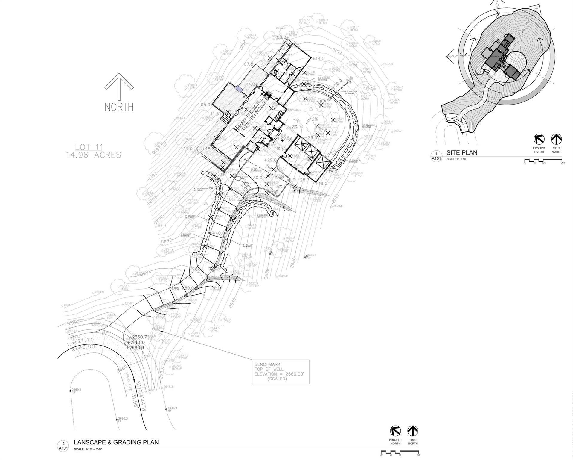 The owners have completed a topographic survey. Here, you can see where the the planned house was to be located. - 11 Reserve Road, Pisgah Forest