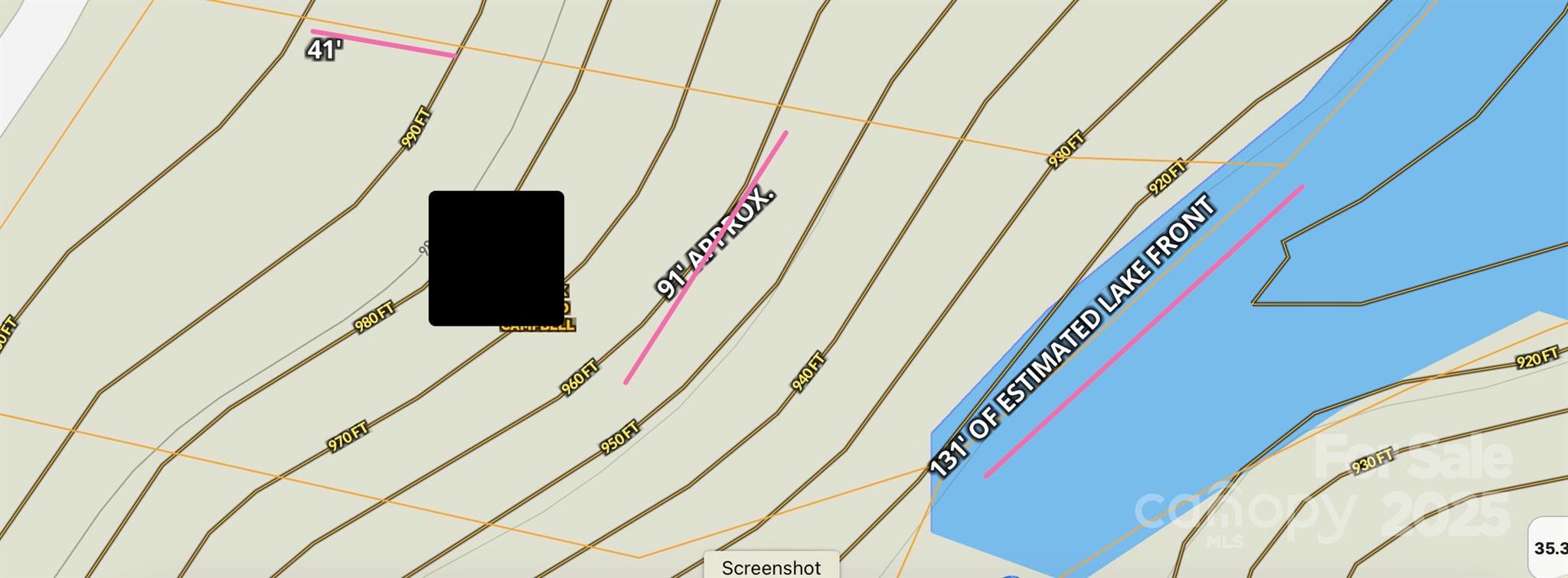 Close up pic of lot 11 on the lake contours and approx lake front of 134' - lots 11/12 South Pointe Road, Mill Spring