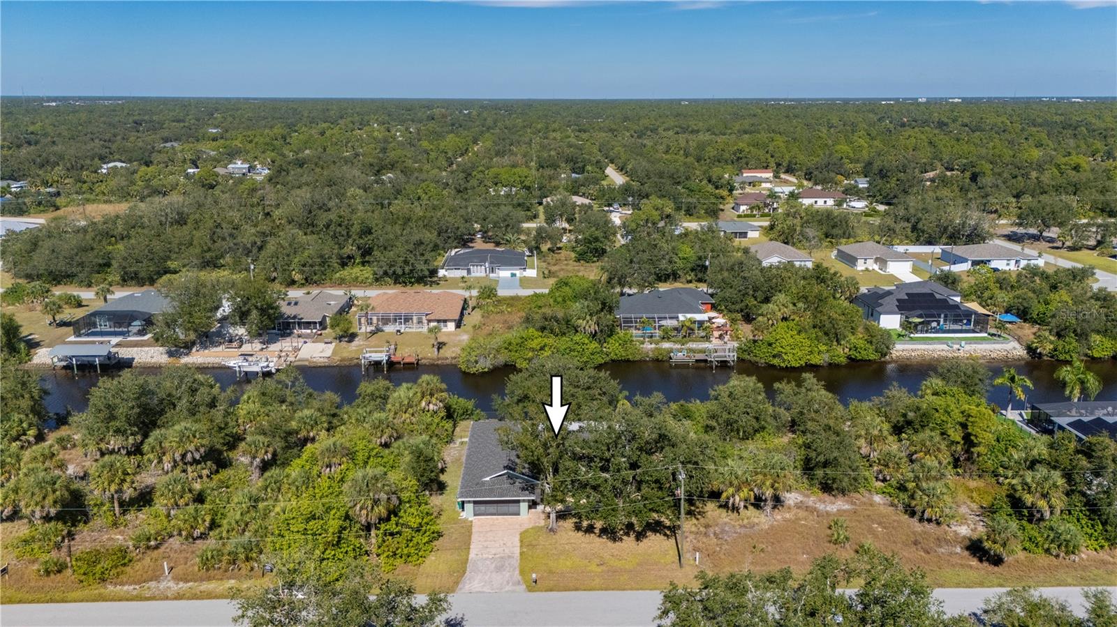 Aerial view of this waterfront home. - 17356 GULFSPRAY CIR, PORT CHARLOTTE
