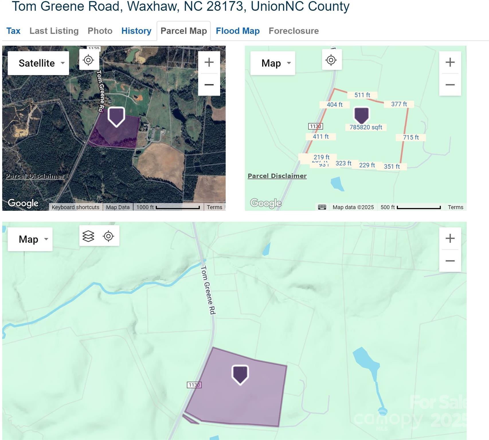 Purple is larger 18.59-acre track that is divided into 4 lots. Lot2A is roadside and on the left side. - 0 Tom Greene Road, Waxhaw
