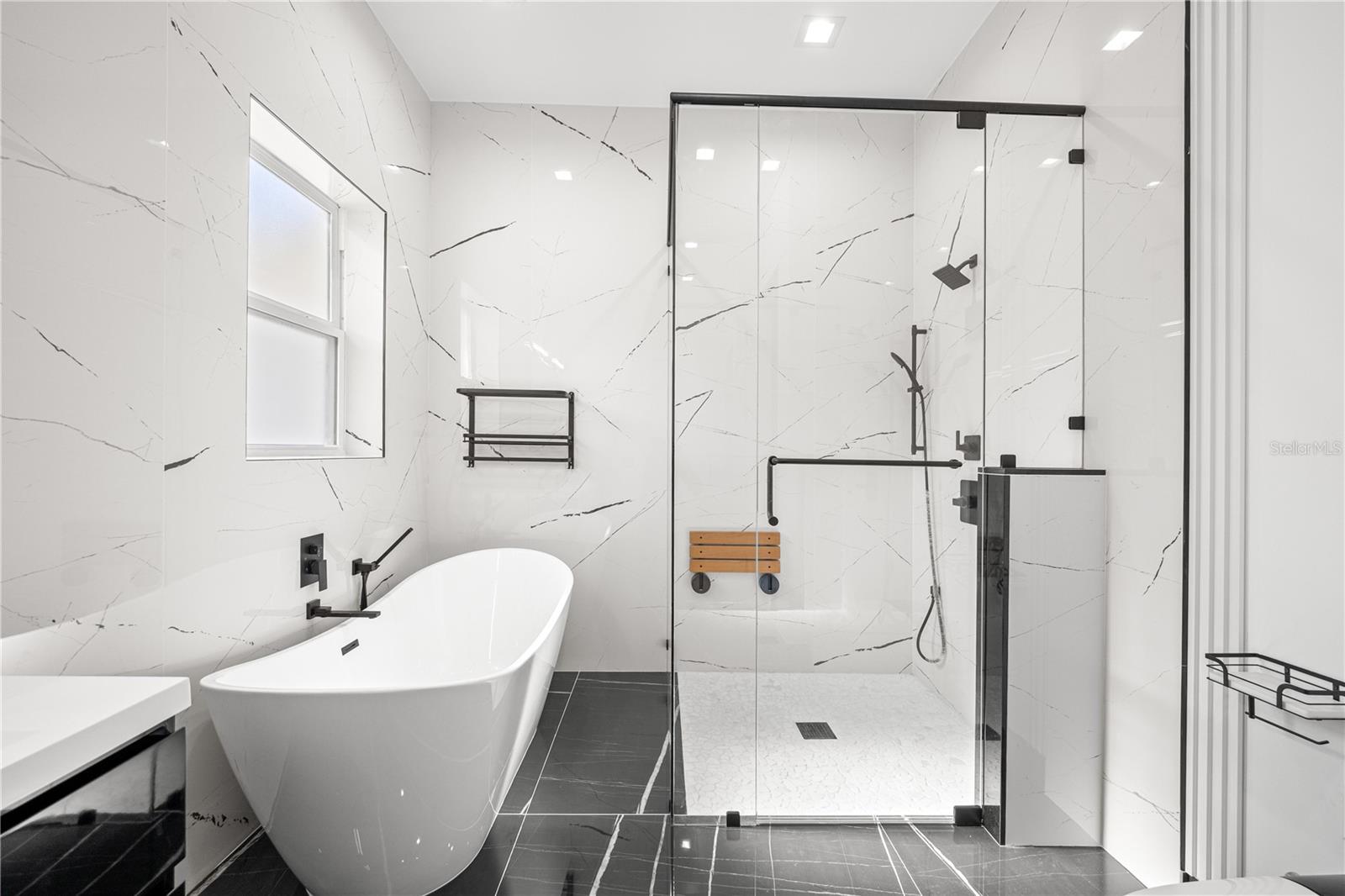 PRIMARY BATHROOM - FREE-STANDING BATHTUB AND OVER SIZED SHOWER - 6877 SW 131ST CIR, OCALA
