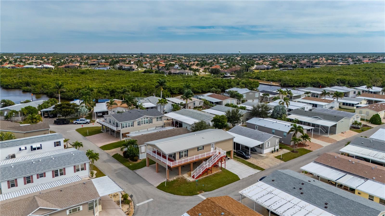 Aerial View, looking east - 67 WINDMILL BLVD, PUNTA GORDA