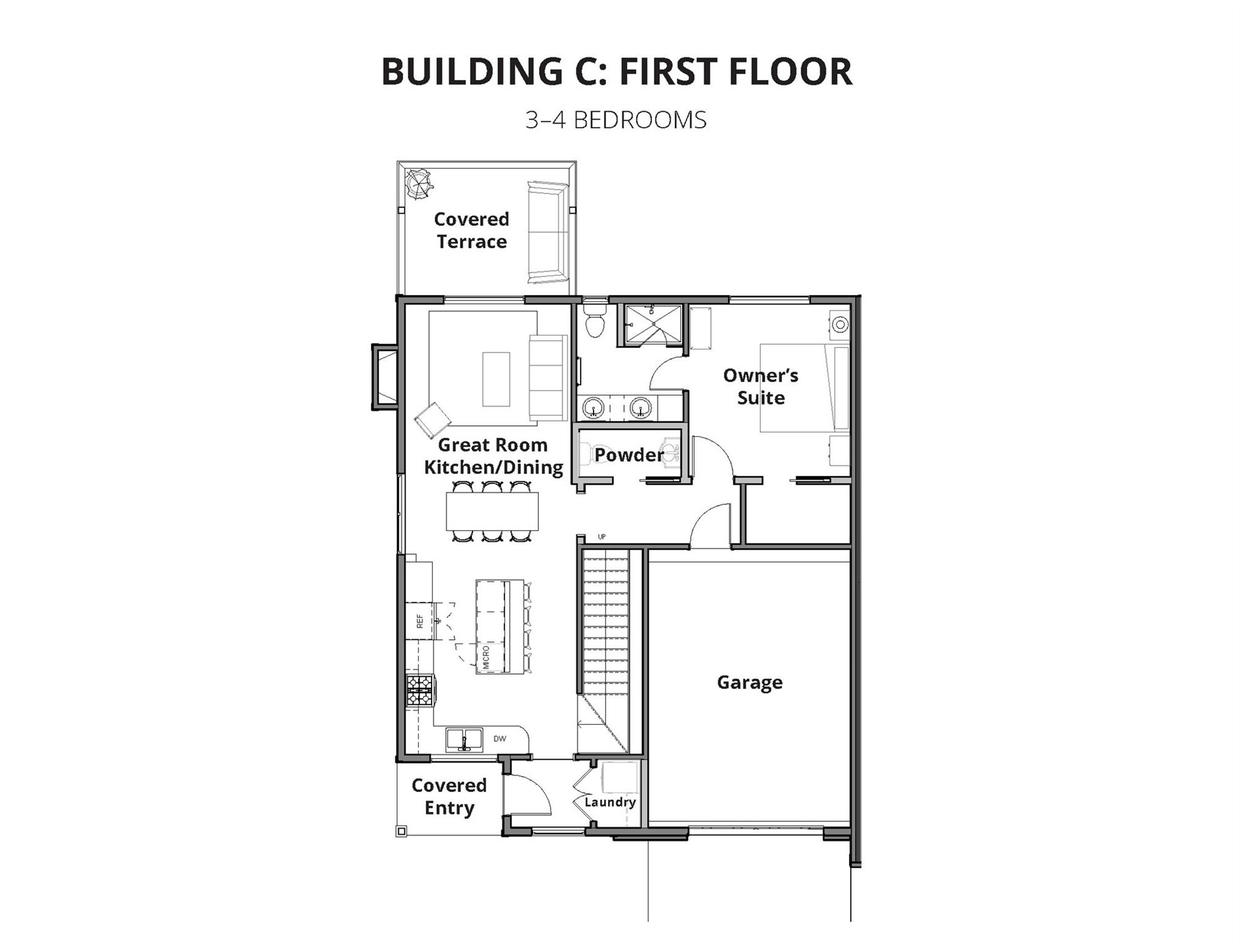 Main level floor plan - 608 Storybook Villas Trail, Asheville
