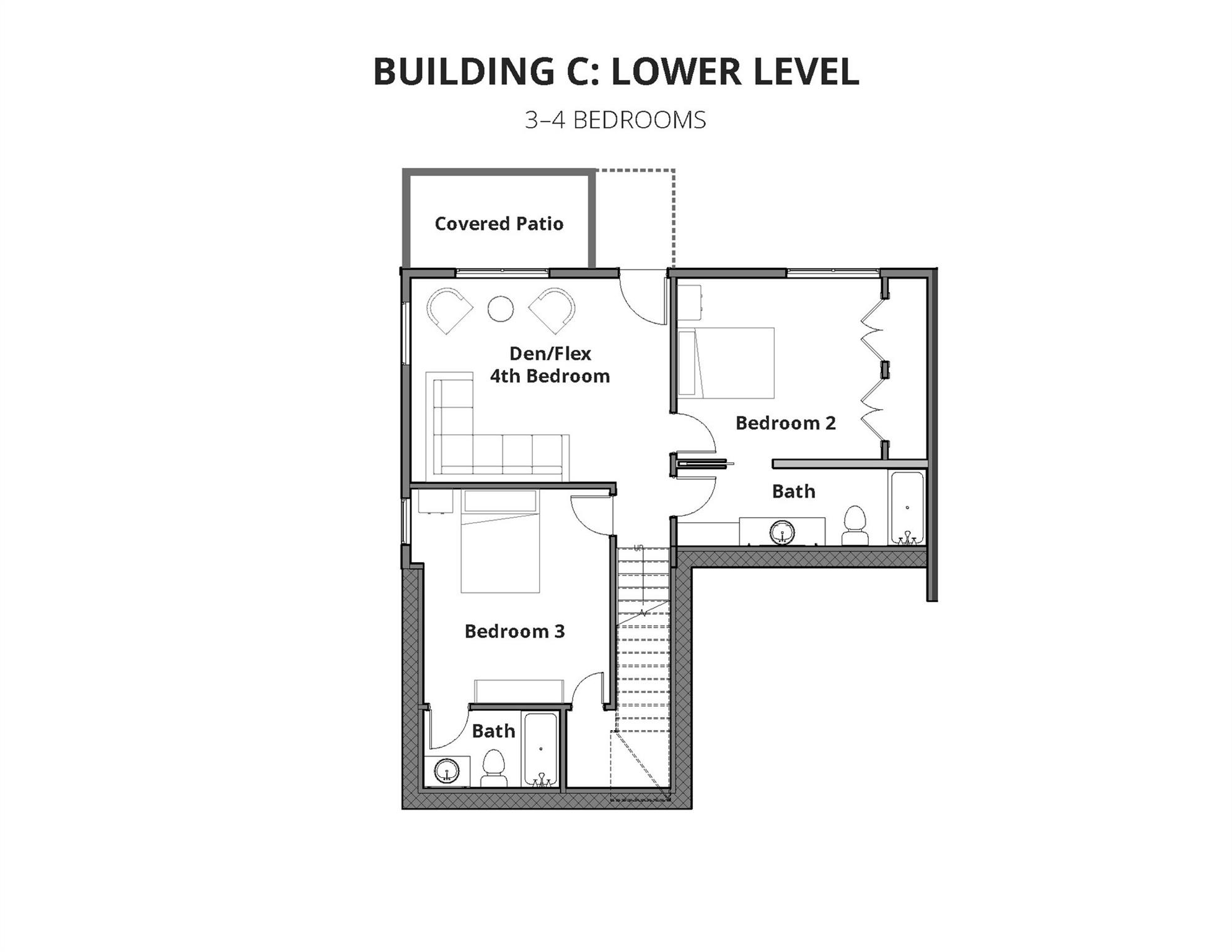 Lower level floor plan - 608 Storybook Villas Trail, Asheville