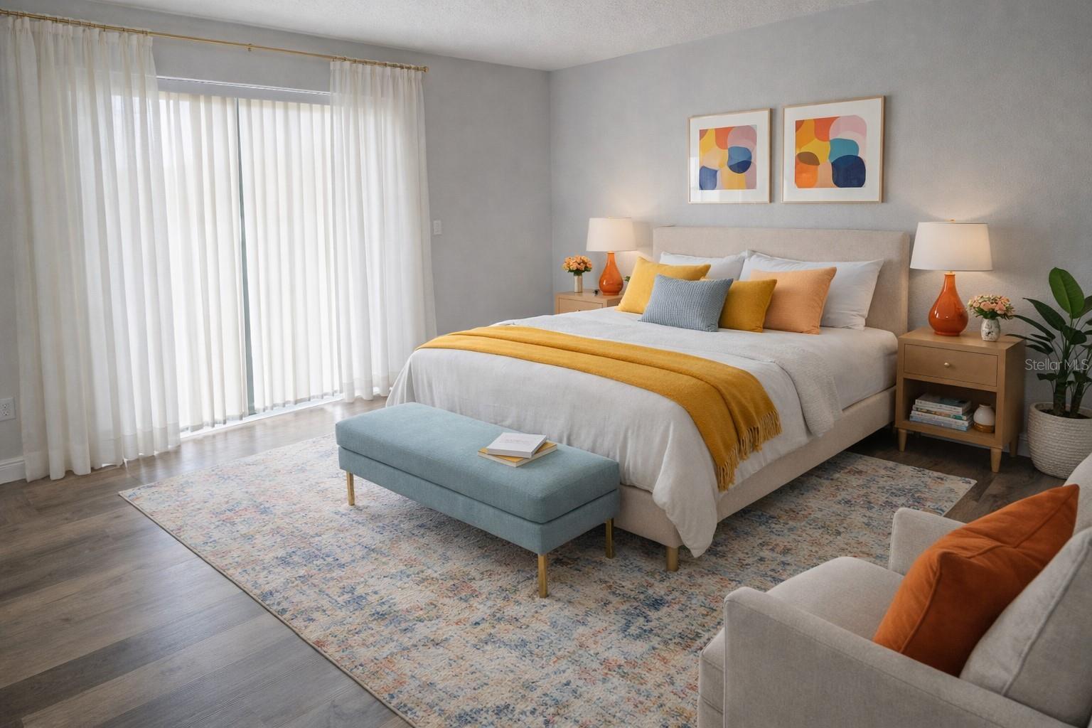 Master bedroom Virtual Staged - 2494 SWEETWATER CLUB CIR #52, KISSIMMEE