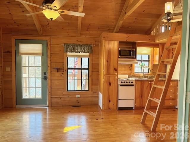 front entry; living room & dining area - 129 Mallard Loop, Waynesville