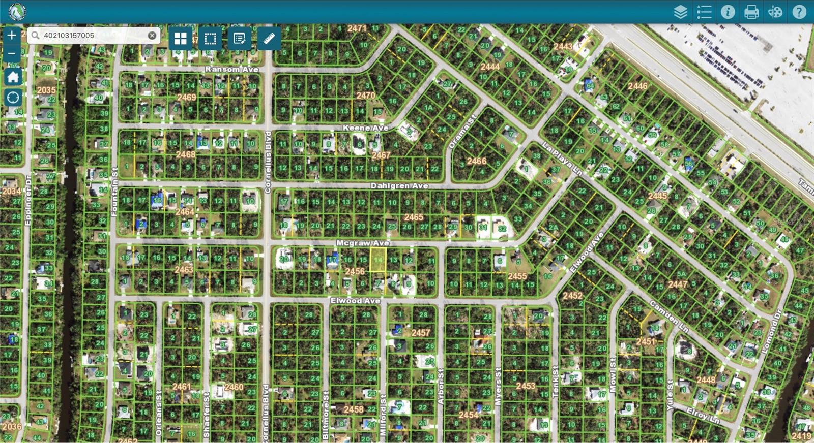 GIS view - 15053 MCGRAW AVE, PORT CHARLOTTE