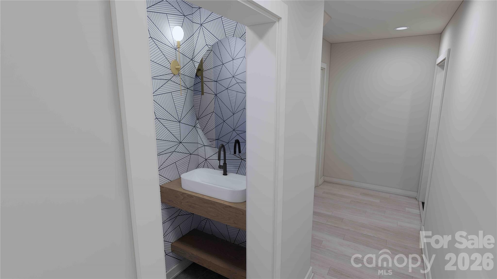 Lower level powder bathroom rendering - 611 Storybook Villas Trail, Asheville