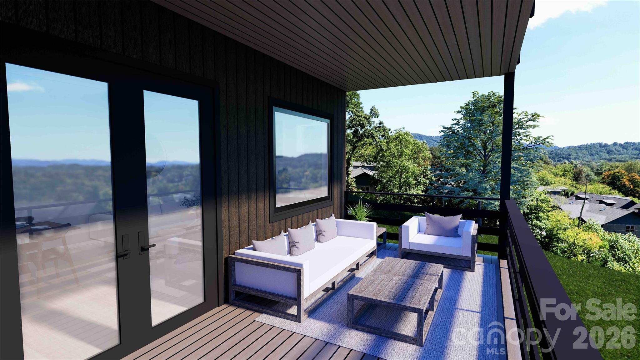 Main level deck rendering - 611 Storybook Villas Trail, Asheville