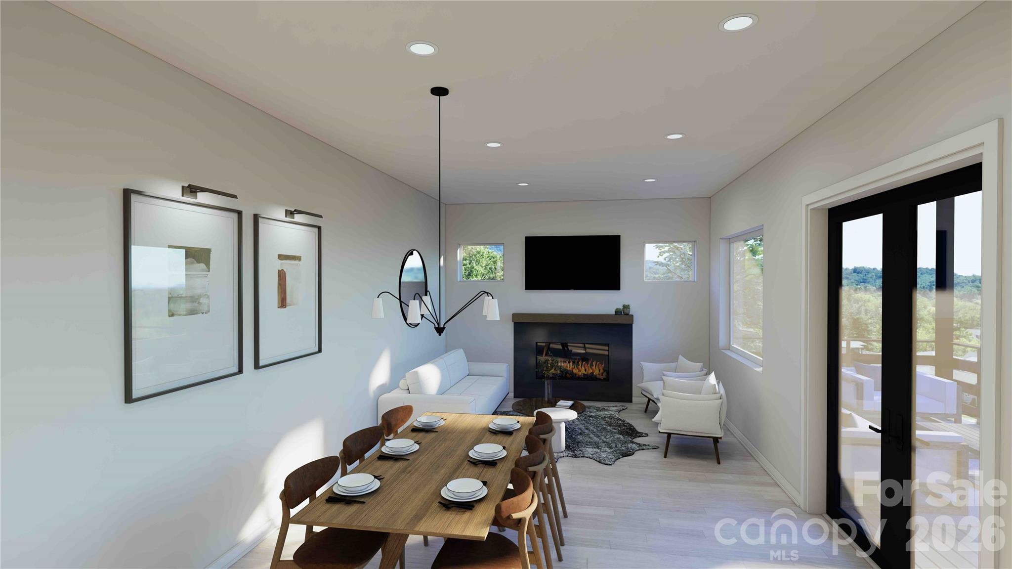 Main level living room rendering - 611 Storybook Villas Trail, Asheville