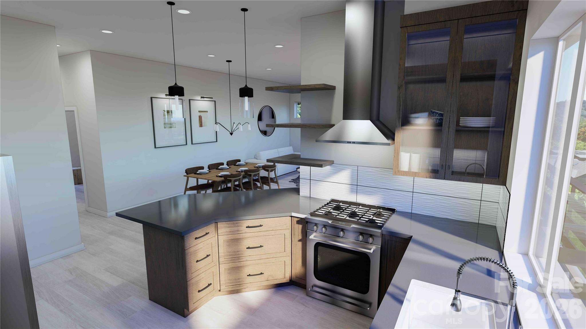 Main level kitchen rendering - 611 Storybook Villas Trail, Asheville