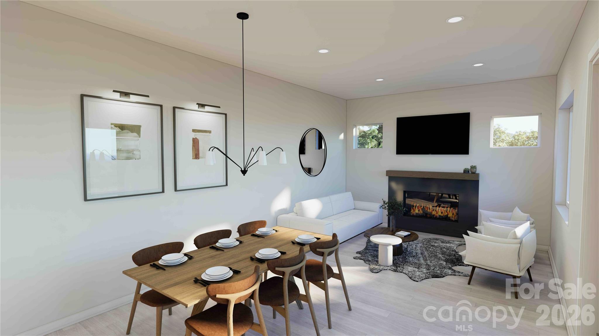 Main level living room rendering - 611 Storybook Villas Trail, Asheville