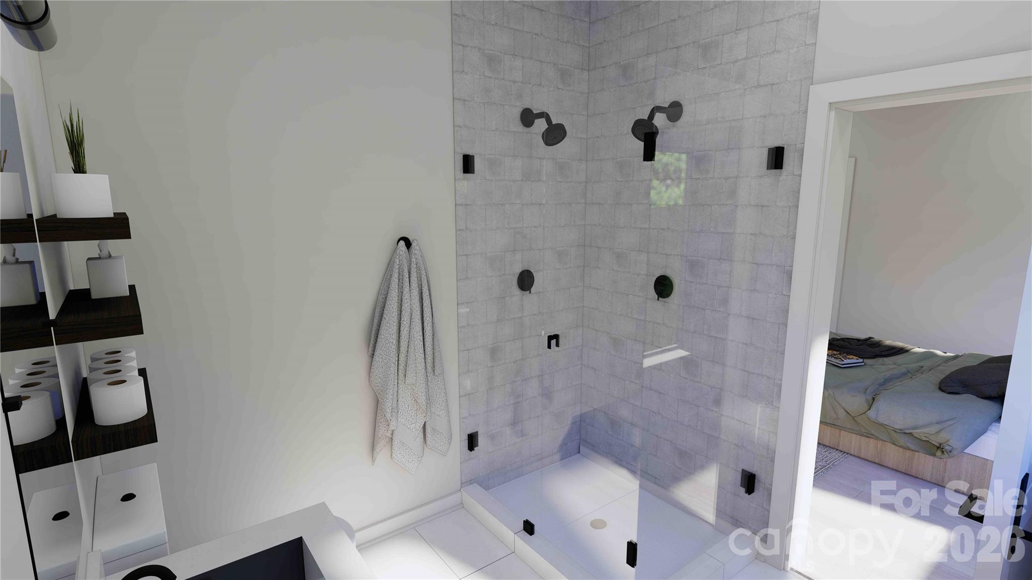 Main level bathroom rendering - 611 Storybook Villas Trail, Asheville