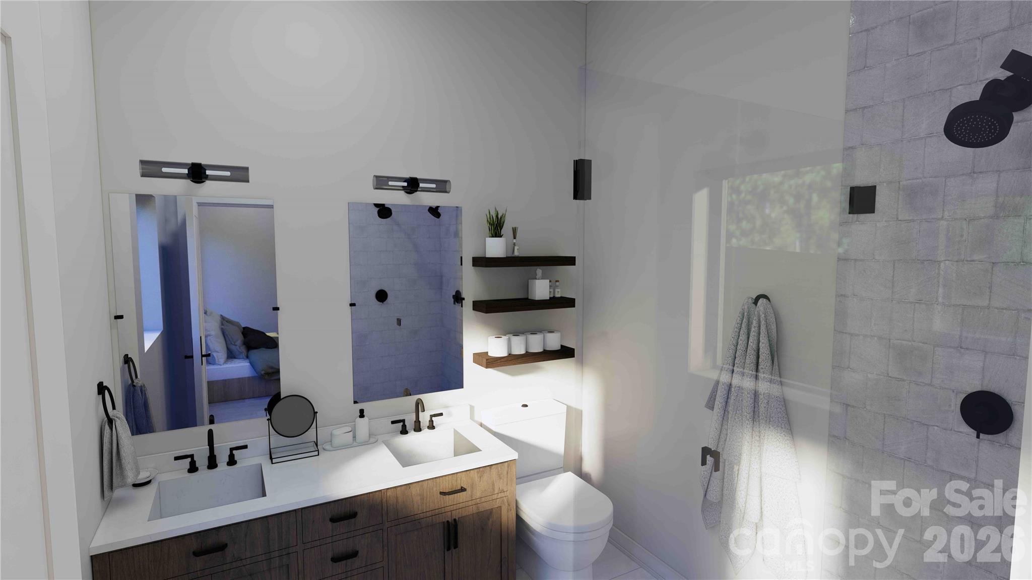 Main level bathroom rendering - 611 Storybook Villas Trail, Asheville
