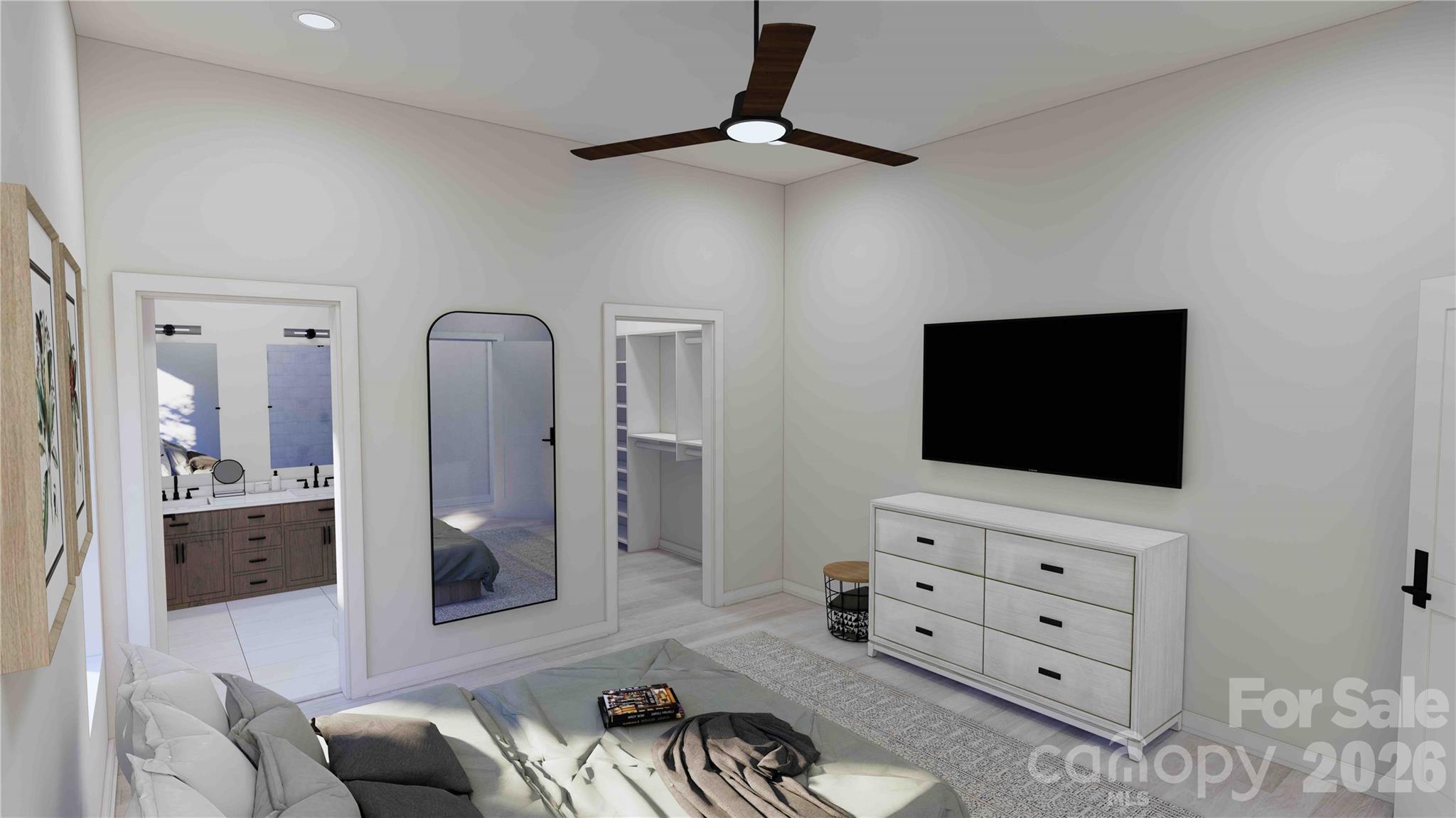 Main level Primary suite rendering - 611 Storybook Villas Trail, Asheville