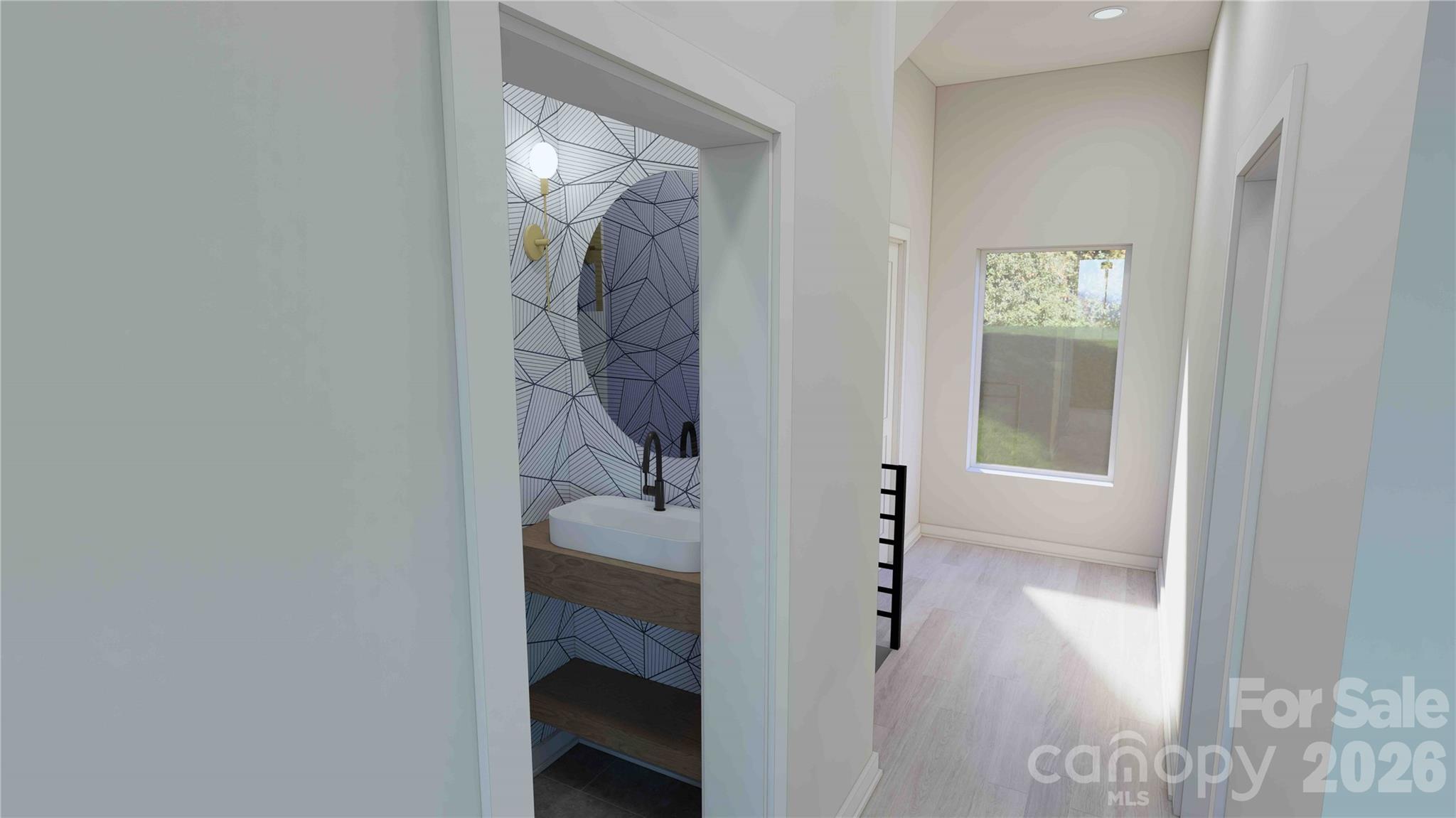 Main level powder bathroom rendering - 611 Storybook Villas Trail, Asheville