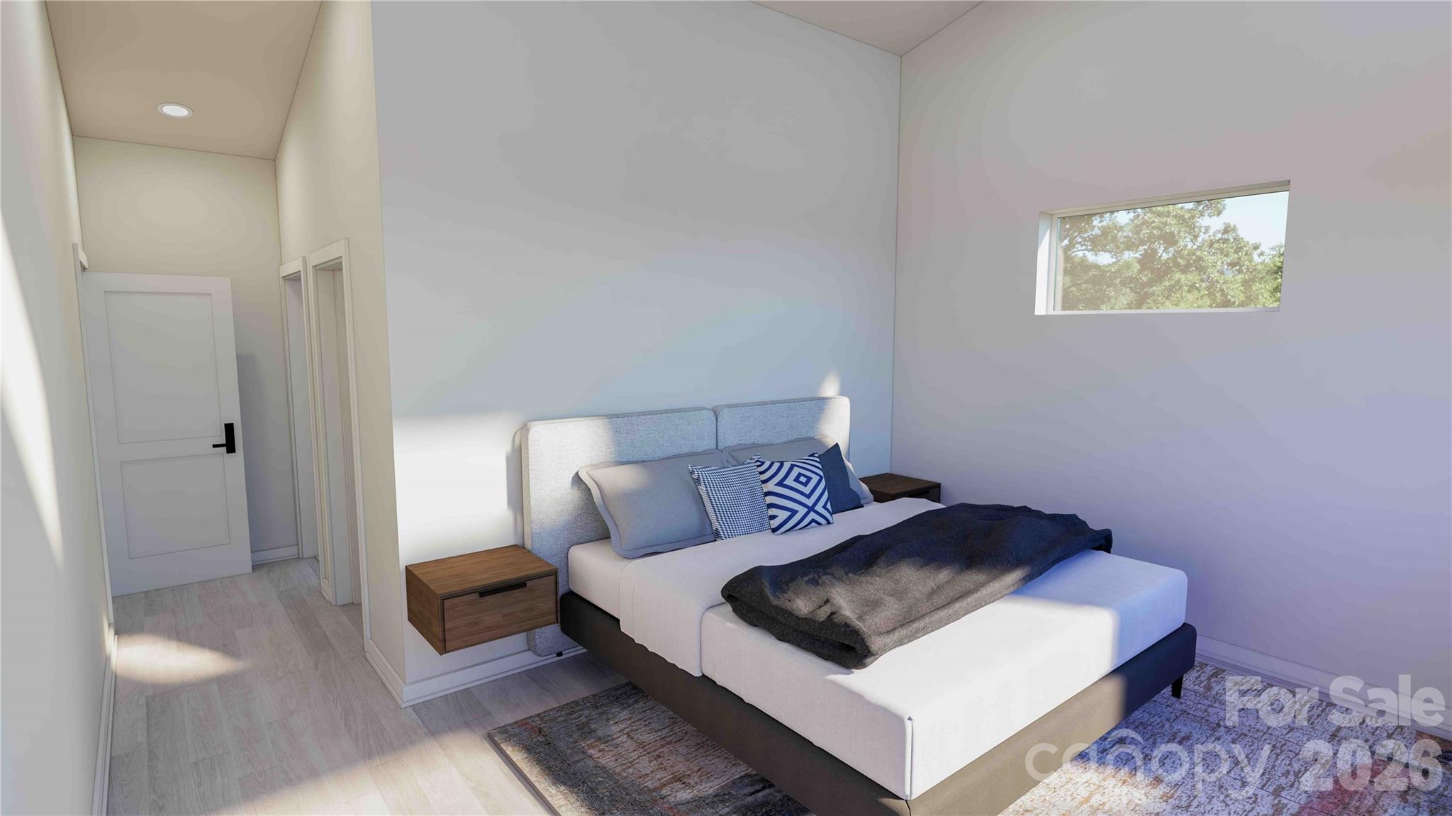 Upper level front bedroom rendering - 611 Storybook Villas Trail, Asheville