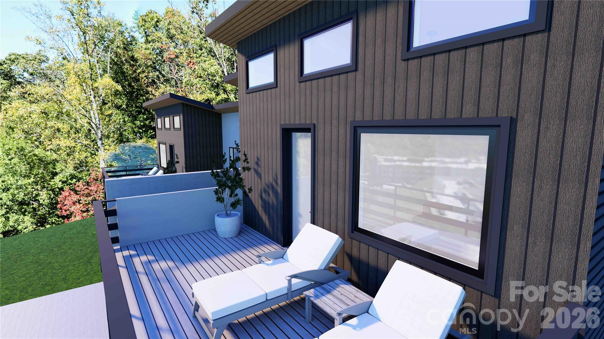 Upper level deck rendering - 611 Storybook Villas Trail, Asheville