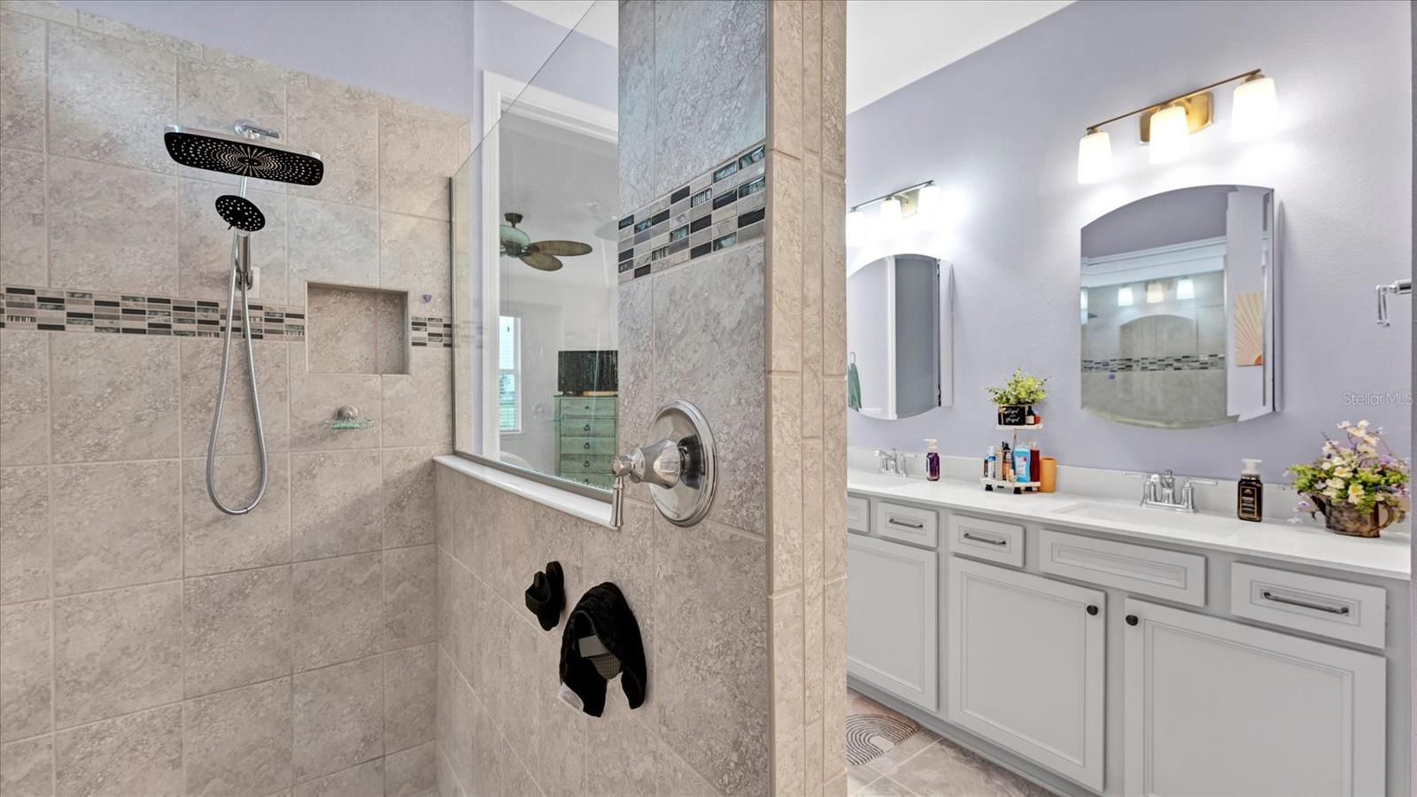 Primary Super shower with bench and niche for products - 8705 COASTAL KEY WAY, PARRISH