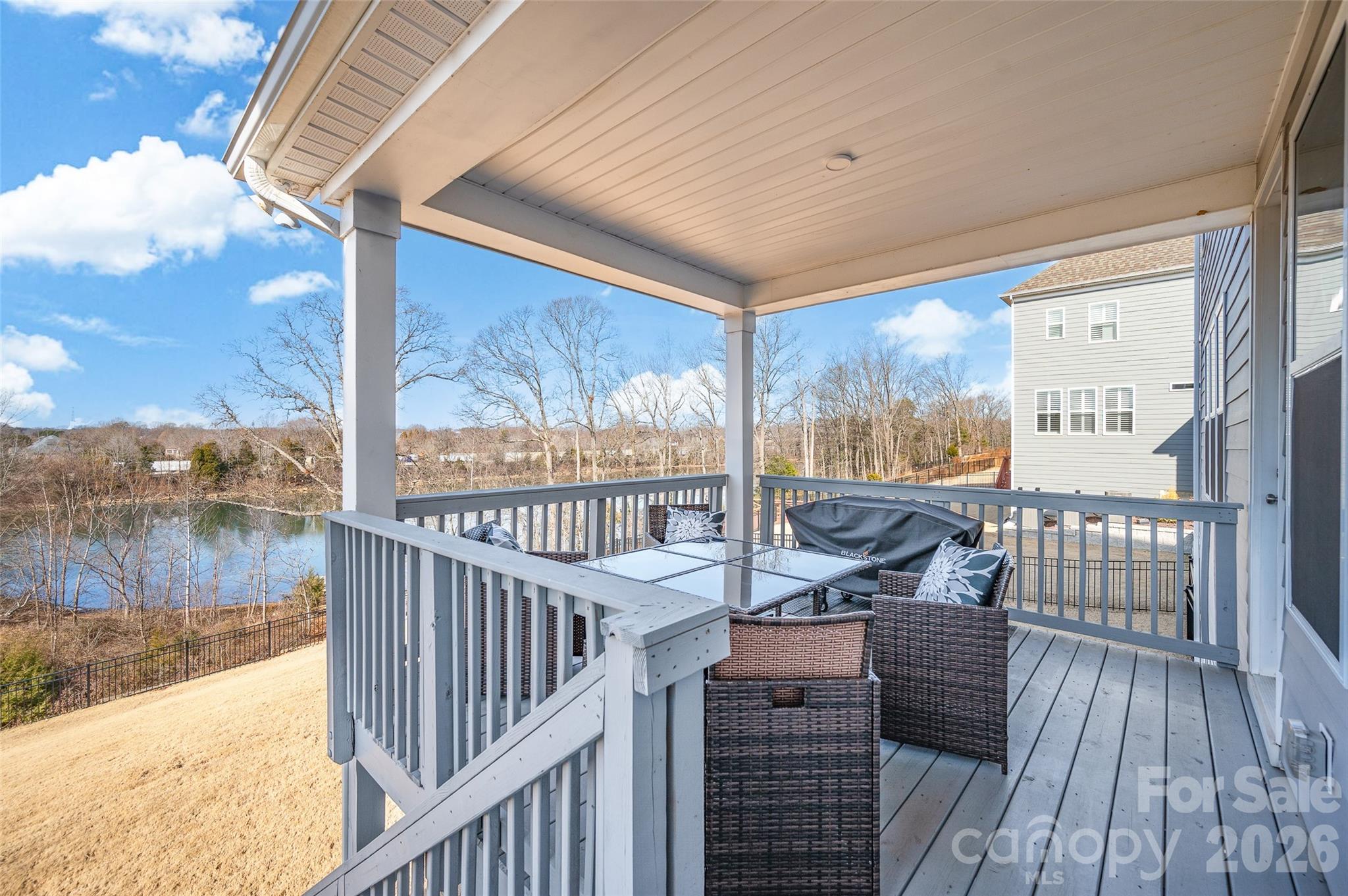 Incredible sunset views from the back deck and access stairs to back yard - 309 W Waterlynn Road, Mooresville