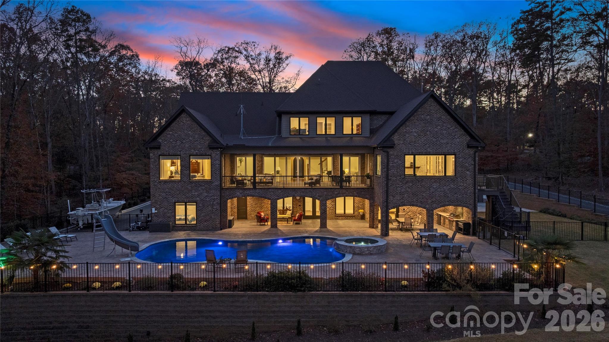 Lake-Side View of the Estate at Twilight - 875 Starboard Reach None, Lexington