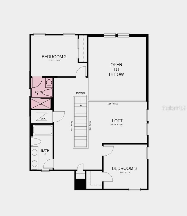 Second Floor Plan - Additional Highlights Include: 8' interior doors and shower in place of tub at upstairs secondary bath - 13419 COMMONS AVE, PARRISH