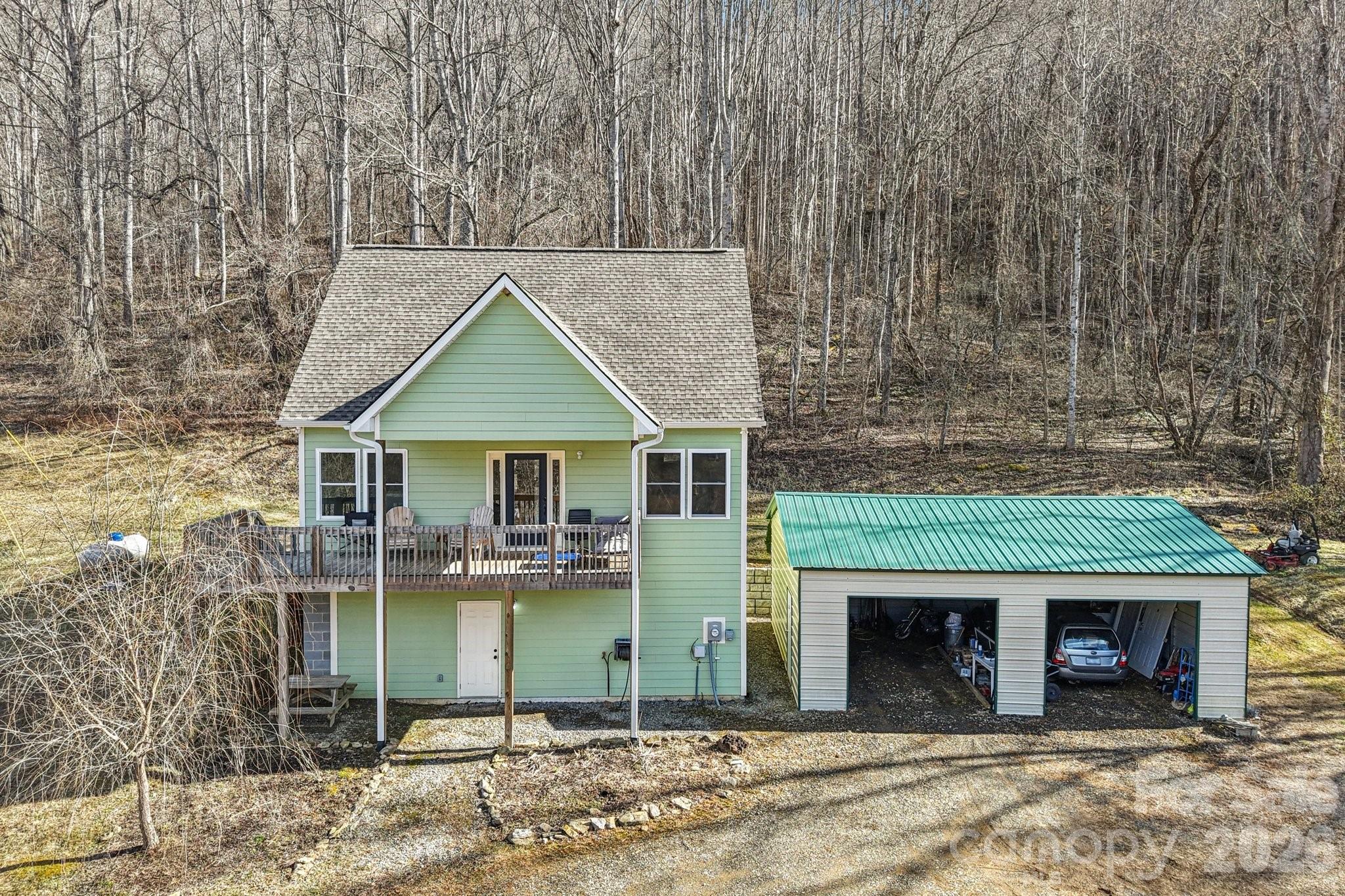 Front view of home with 2 car metal carport - 530 Wilson Cove Road, Canton