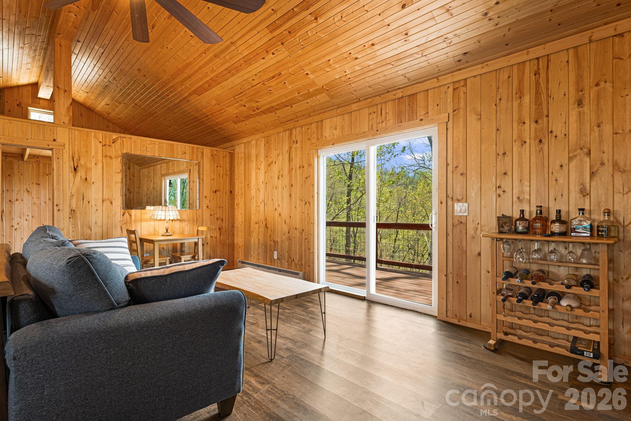 Sliding Glass Door to Rear Deck - 120 Wilderness Drive, Weaverville