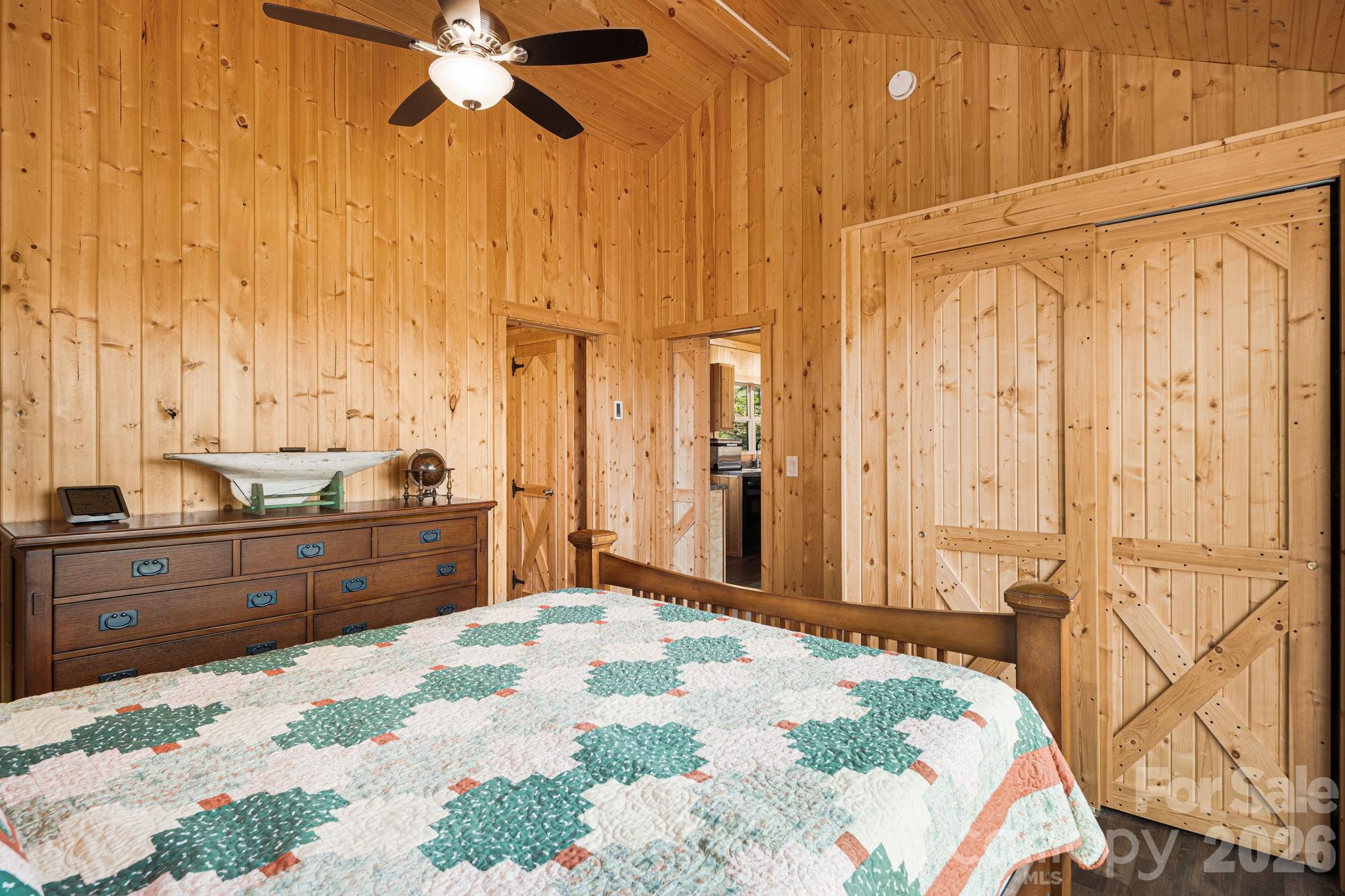 Primary Bedroom with Vaulted Ceilings and Large Closet - 120 Wilderness Drive, Weaverville