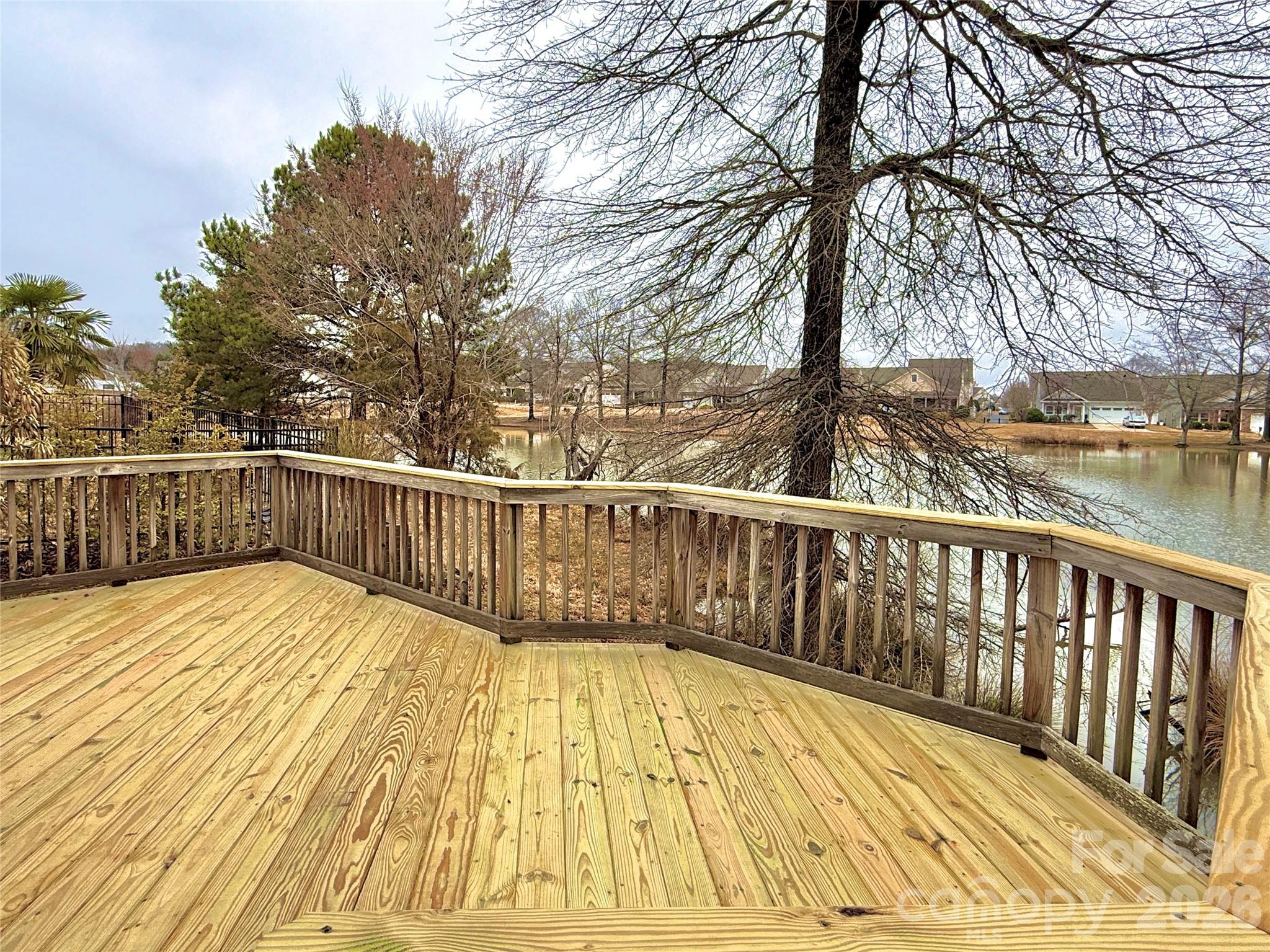 Back Deck with Pond View (Winter) - 5227 Crystal Lakes Drive, Rock Hill