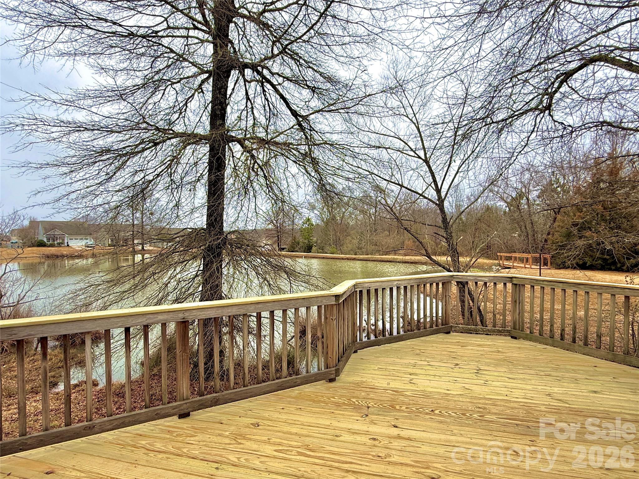 Back Deck with Pond View (Winter) - 5227 Crystal Lakes Drive, Rock Hill