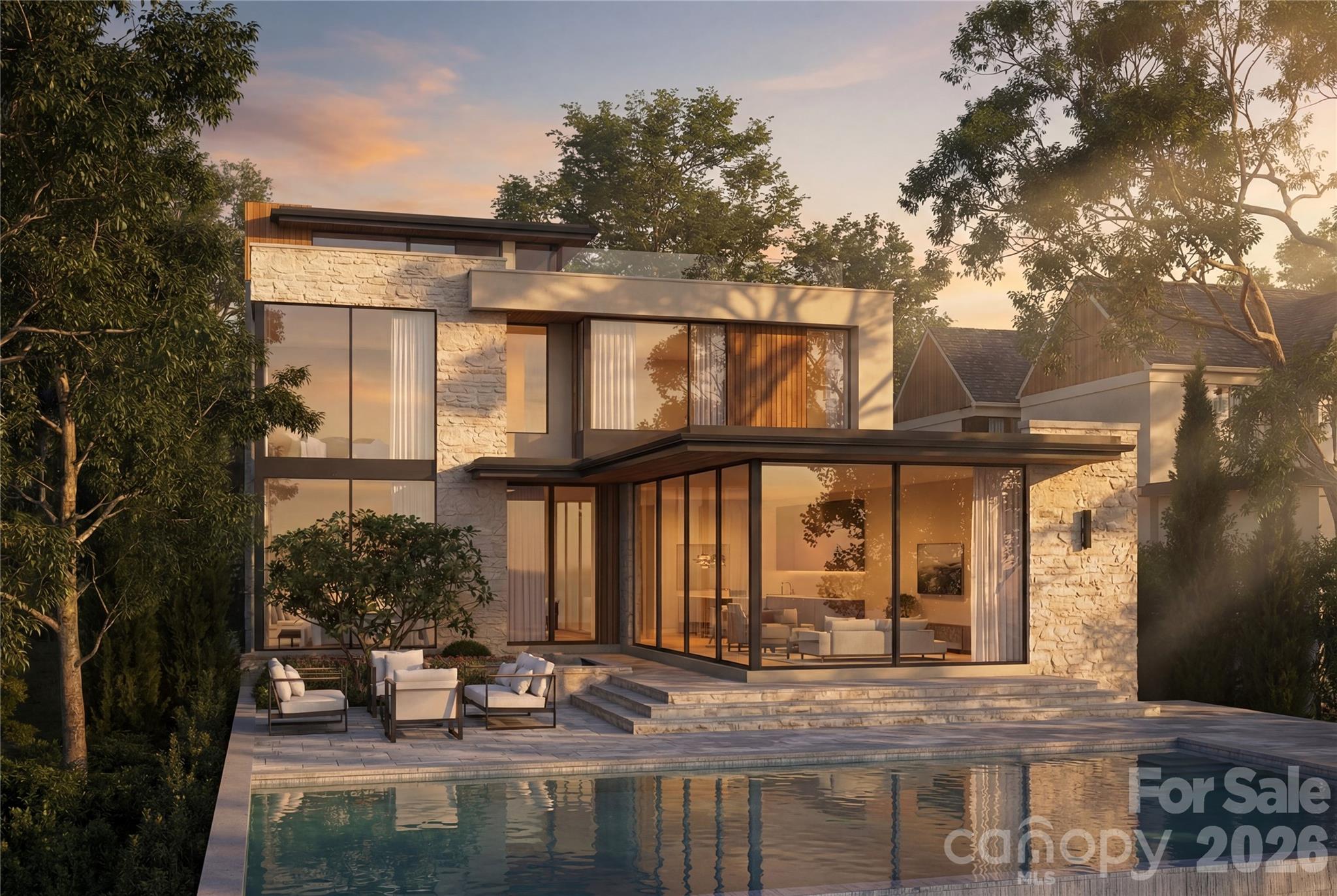 Rendering of the back of this amazing waterfront home to be built by Cape Custom Homes in 2026. - 21506 Rio Oro Drive, Cornelius