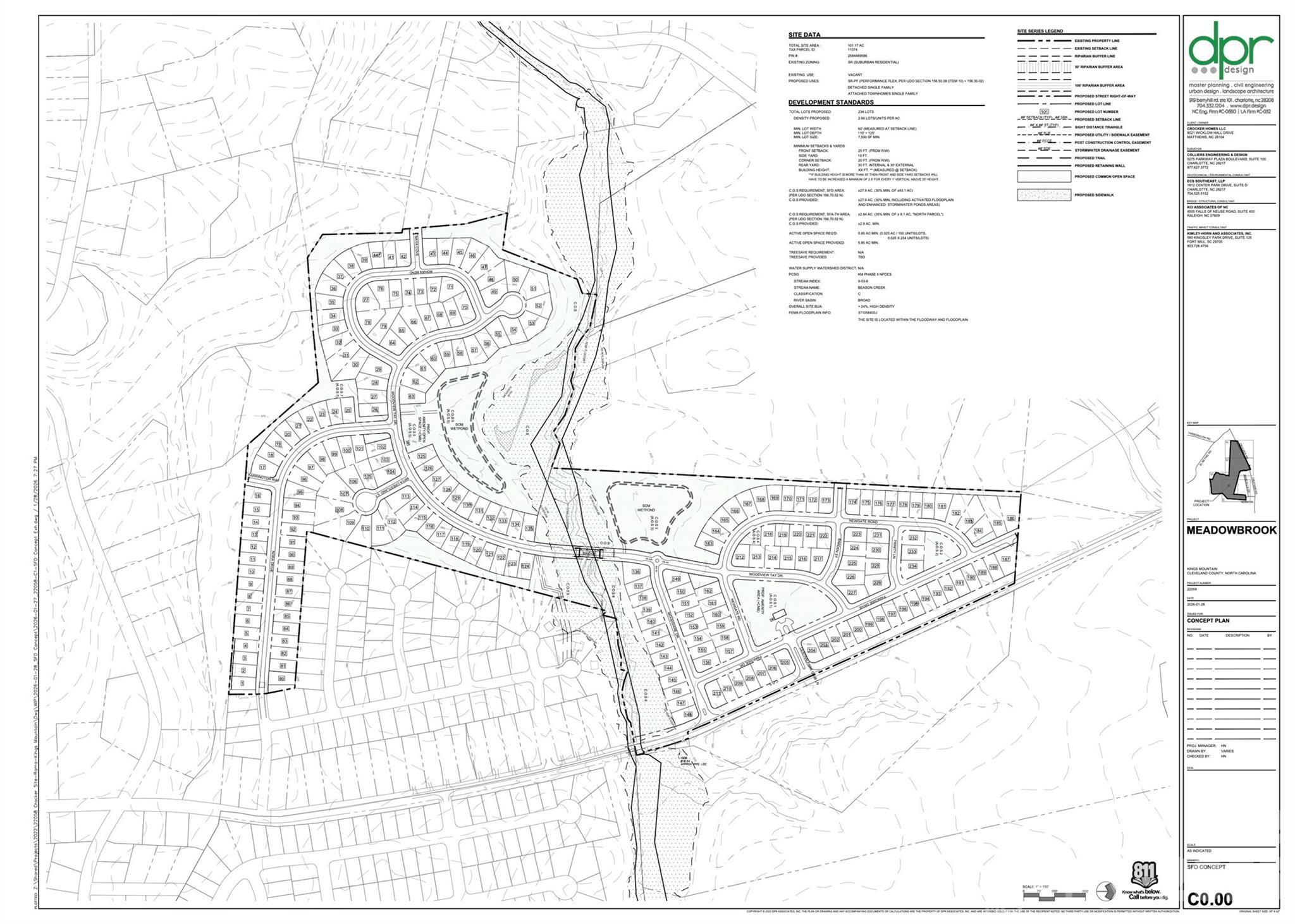 Meadowbrook, proposed 234 single family lot concept - 00000 Crocker Road, Kings Mountain