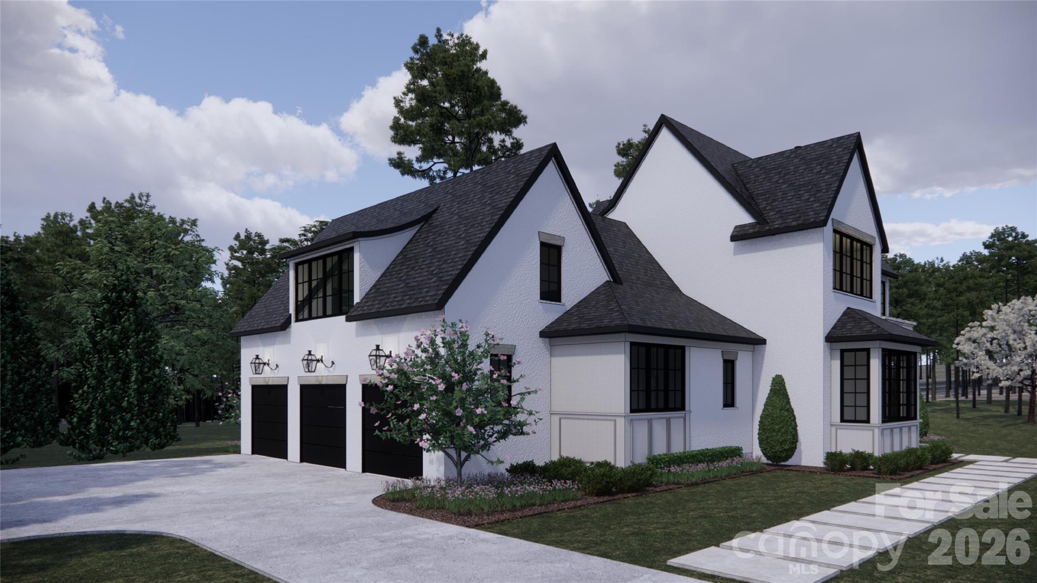 Front corner garage Rendering of To Be Built hom - 1168 Fern Hill Road, Mooresville