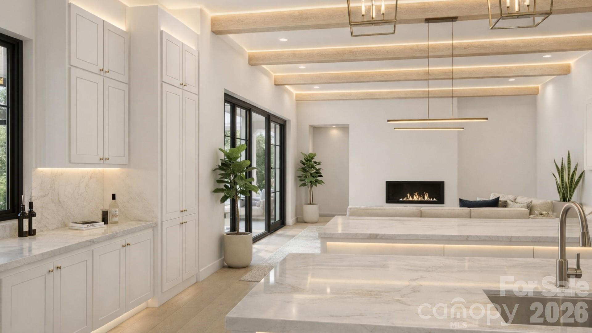 Rendering for view from kitchen to living room - 1168 Fern Hill Road, Mooresville