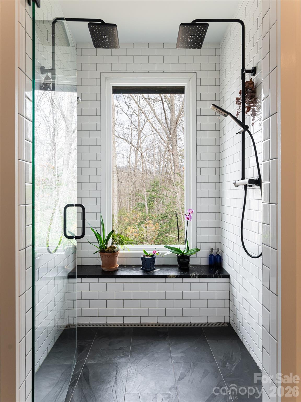 Dual shower heads in Primary Bathroom - 508 Avery Creek Road, Arden