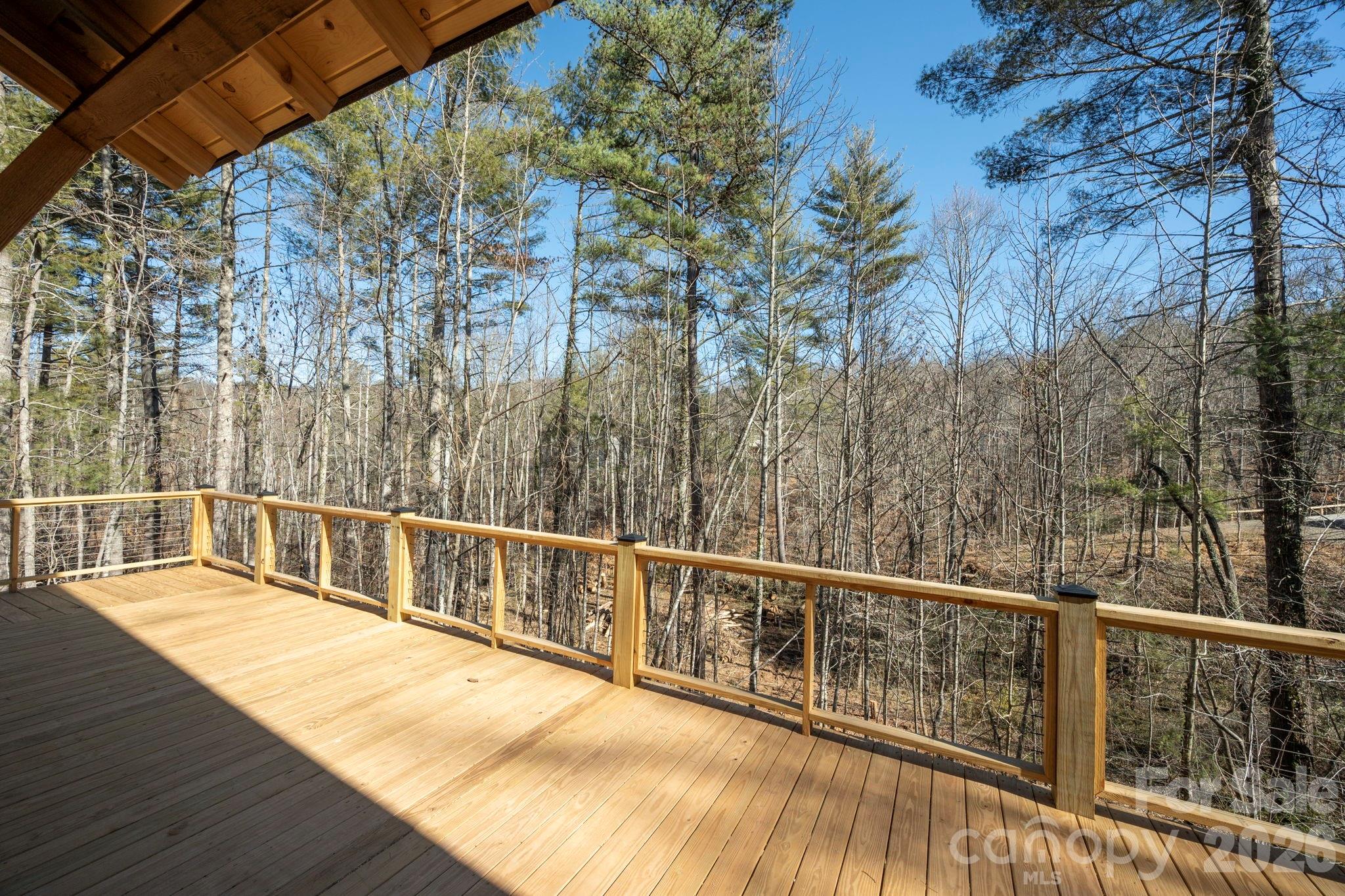 Rear Deck with Mountain Views - 22 Deep Woods Road, Weaverville