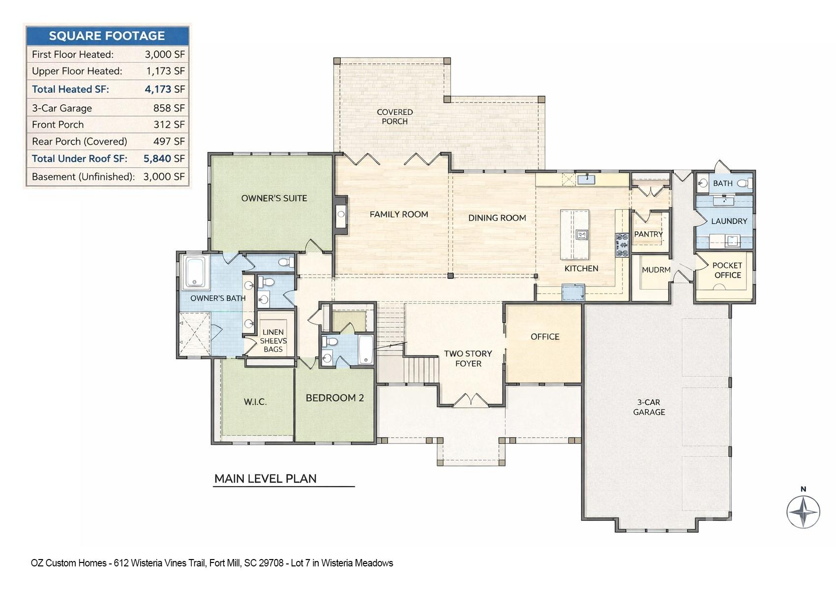 Main Floor Plan - 612 Wisteria Vines Trail, Fort Mill