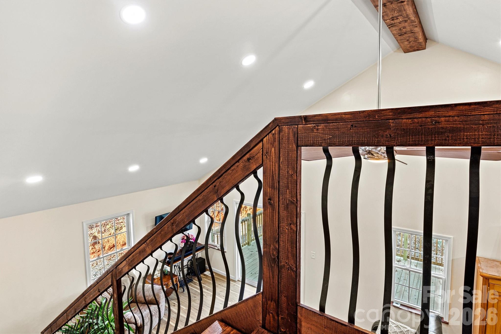 top of staircase looking over into the living room - 6051 Pointe West Lane, Vale