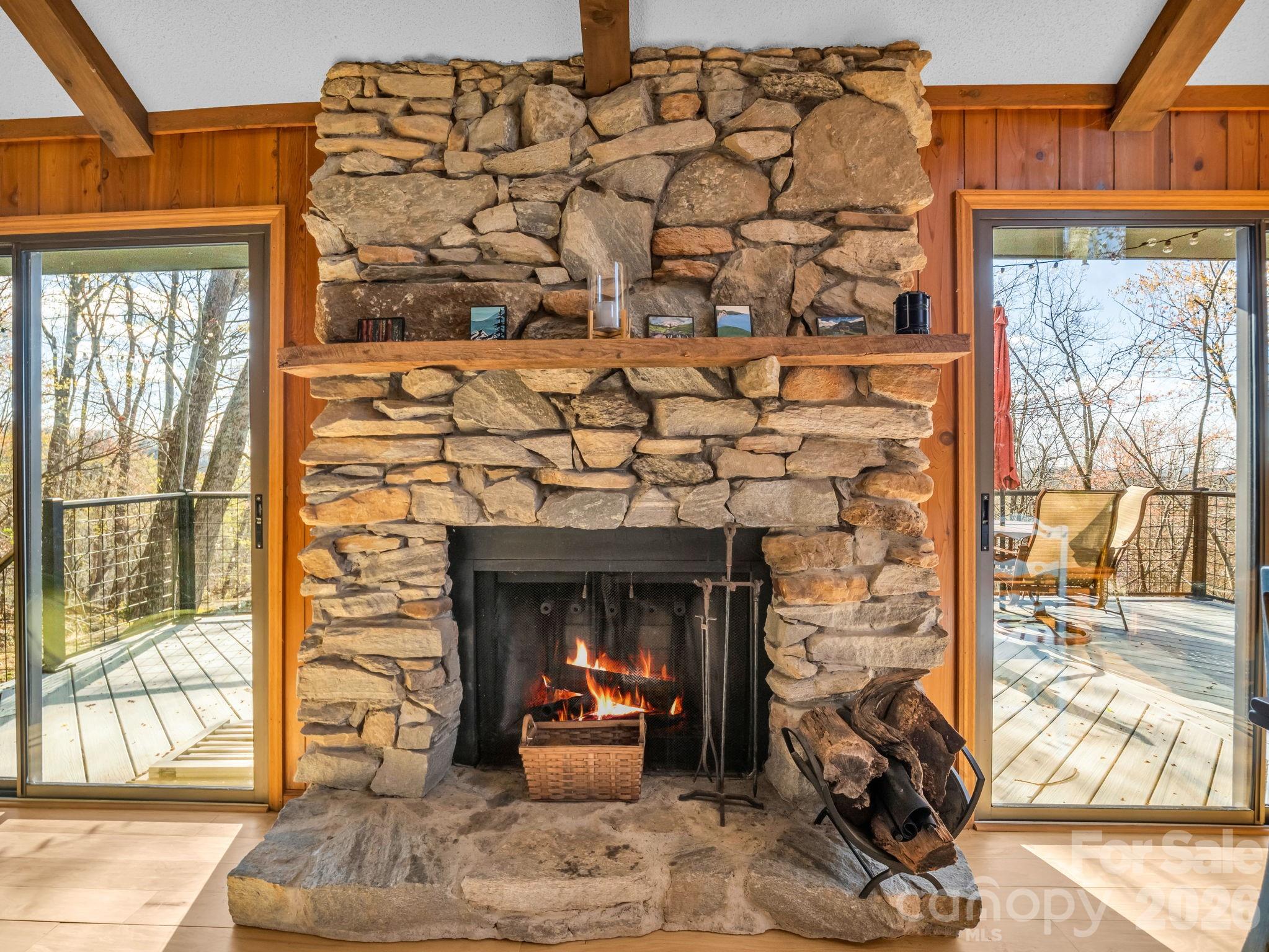 Stone Fireplace - 456 Youngs Mountain Drive, Lake Lure