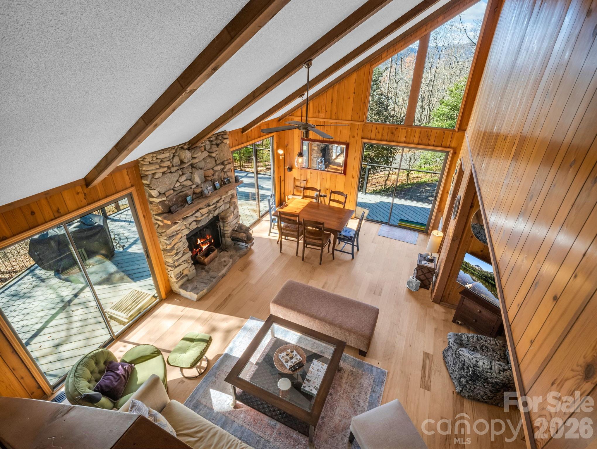 View from Loft overlooking living/dining - 456 Youngs Mountain Drive, Lake Lure